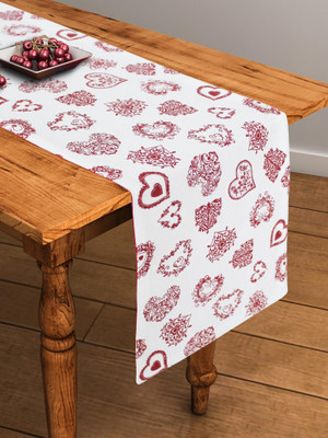 Flipkart SmartBuy Red, White 152 cm Table Runner(Cotton)
