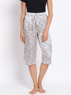 OXOLLOXO Women Printed Regular Culottes (Large) Relaxed Women White Trousers