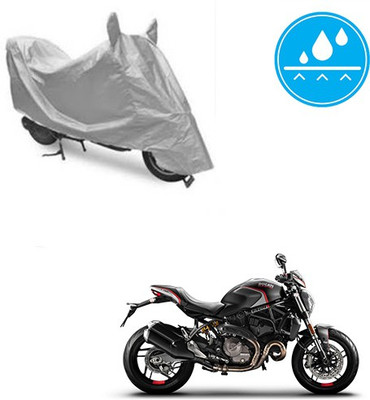 SRENTERPRISES Two Wheeler Cover for Ducati(Monster 82, Silver)