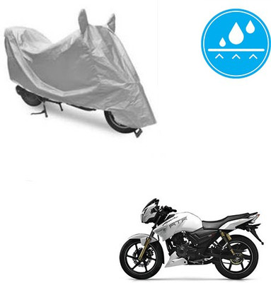 SRENTERPRISES Two Wheeler Cover for TVS(Apache RTR 180, Silver)