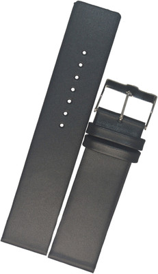 Surufashion Plain Slim Square Tip with Rounded Angles D6162 20 mm Genuine Leather Watch Strap(Black)