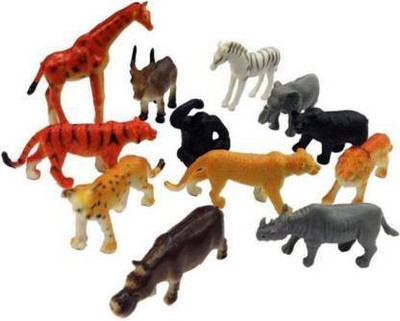 MATA JANKI TRADERS 12 Pcs Wild Animals Set (Medium Size) for Kiddzz. (Multicolor)(Multicolor)