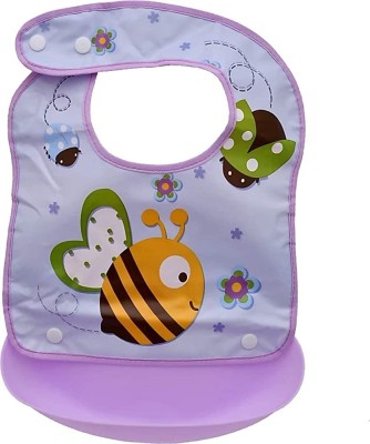 little whiskey Baby Waterproof Silicone Roll up Washable Crumb Catcher Baby Feeding Eating Bibs with Food Catching Pocket( Purple )(Purple)