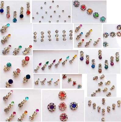QUBIX Woman Best Bindi Combo Pack 20 Flaps Multi stone colors Women Multicolor Bindis(Bindi)