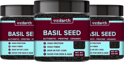 Vedarth Combo of 3 Organic Basil Seeds for Weight Loss , Sabja / Bapchi / Tukmariya Seeds Basil Seeds(900, Pack of 3)