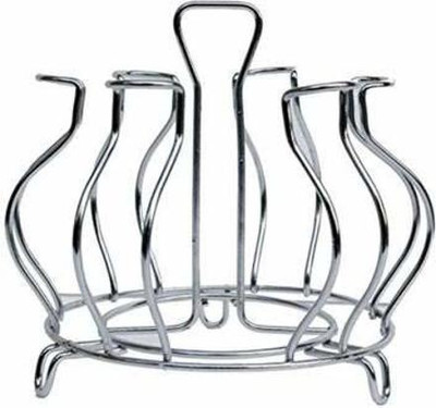 coupon 2heet Steel Glass Stand/Tumbler Holder/Glass Holder for Kitchen/Dining Table | DS SALES Stainless Steel Glass Stand for Kitchen, Dining Table Tumbler Holder/Glass Rack for Kitchen/Dining Table/Home/Office, for 6 Glasses, Chrome Finish Lotus Design Stainless Steel Glass Holder Utensil Kitchen Rack(Steel)