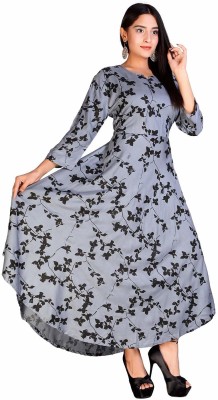 Kuber Fashion Women Fit and Flare Grey, Black Dress