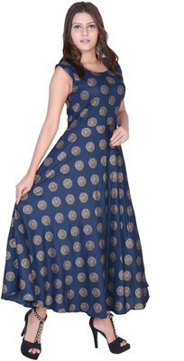 Kuber taxtile Flared/A-line Gown(Blue)