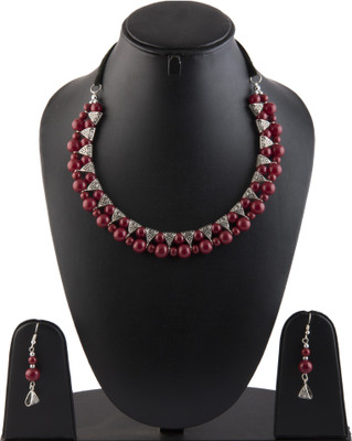 Creative Frogs Alloy Sterling Silver Maroon Jewellery Set(Pack of 1)