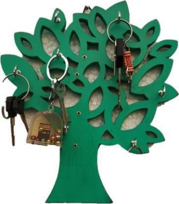 classiconline Wood Key Holder(8 Hooks, Green)