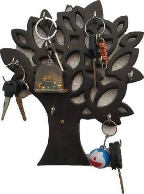 KHUSUBHDECOR Wood Key Holder(8 Hooks, Black)