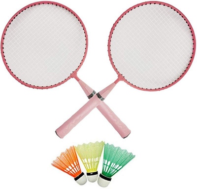 Spocco 2 Pcs Set Badminton Racket for Kids | Baby Badminton Aluminium Toy Set for Children with Multicolour Shuttlecocks and Backpack, Multicolor ZA01 Badminton Kit