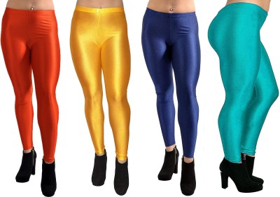 Phase of Trend Churidar  Western Wear Legging(Orange, Yellow, Dark Blue, Green, Solid)