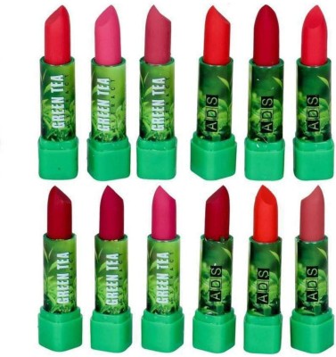 ads Green Tea Extract Matte Lipstick Set of 12 with Multi Shades for Women & Girls | Lipstick, Multi Shades Lipstic(Multicolor, 200 g)