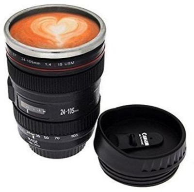 Helikon Camera Lens Coffee | CAMERA LENS COFFEE MUG , STEEL INSULATED | DSLR CAMERA LENS SHAPED TRAVEL CUP, Thermos (400 ML, Black) Stainless Steel Coffee Mug(400 ml)