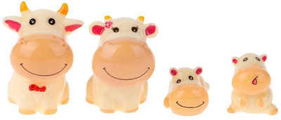 P s retail Cute Mini Calf Family showpieces - 4 pcs/Set Decorative Showpiece  -  3.5 cm(Polyresin, Multicolor)