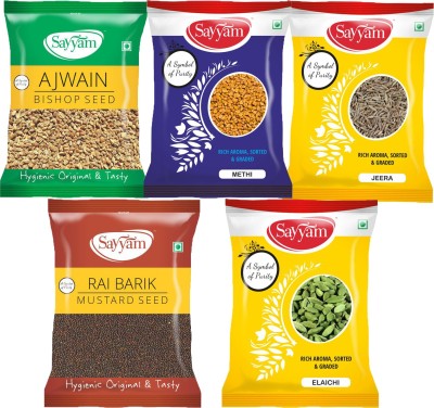 Sayyam Family Combo Kit of Elaichi-50gm | Jeera-50gm |Methi- 50gm |Rai- 50gm| Ajwain- 50gm(5 x 50 g)