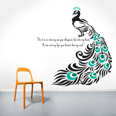 Stickerberry 75 cm Peacock Quote Wall Sticker PVC Vinyl Standard Size- 71Cm X 75Cm Self Adhesive Sticker(Pack of 1)