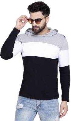 Being Crazy Colorblock Men Hooded Neck Grey T-Shirt