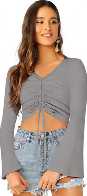 KDS Party Self Design Women Grey Top
