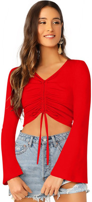 THE52 Casual Solid Women Red Top