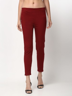 ZAVERA Regular Fit Women Maroon Trousers