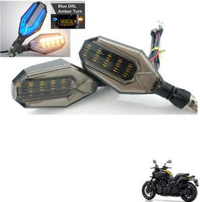 AuTO ADDiCT Front, Rear, Side LED Indicator Light for Yamaha YBR 250(Blue, Yellow)