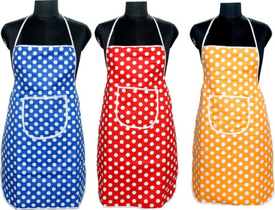 JMI Cotton, Polyester Chef's Apron - Medium(Red, Blue, Orange, Pack of 3)