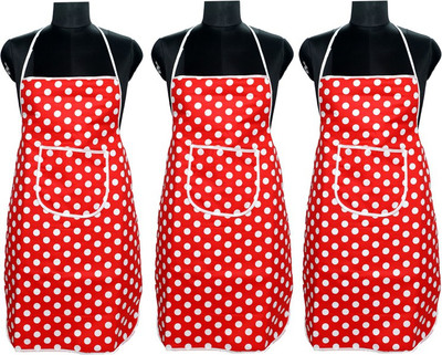 JMI Cotton, Polyester Home Use Apron - Medium(Red, Pack of 3)