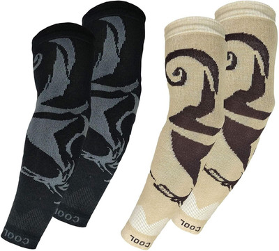 Cozyway Cotton Arm Sleeve For Men With Tattoo(Free, Black, Beige)