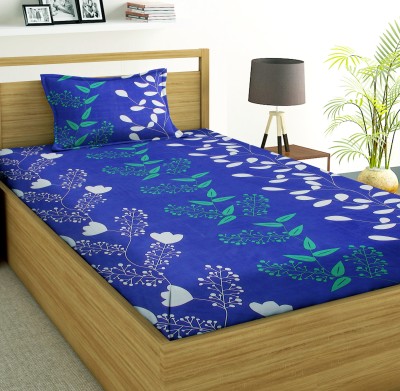 VAS COLLECTIONS 144 TC Microfiber Single Abstract Flat Bedsheet(Pack of 1, Blue)