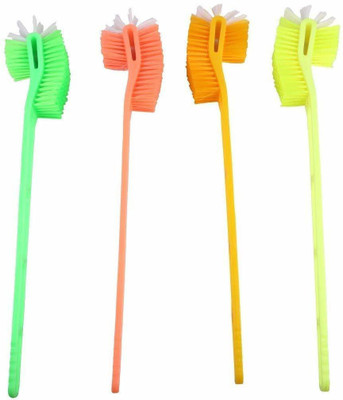 Mohprit Double Sided Toilet Cleaning Brush for Cleaning Easy to Hold Multicolor Set of 4(Multicolor)