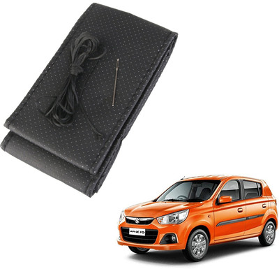 AuTO ADDiCT Steering Cover For Maruti Alto K10(Black, Leatherite)