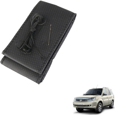 AuTO ADDiCT Steering Cover For Tata Safari Storme(Black, Leatherite)