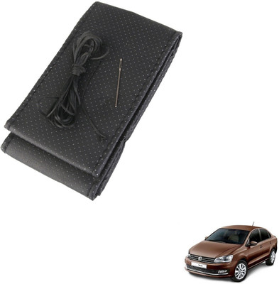 AuTO ADDiCT Steering Cover For Volkswagen Vento(Black, Leatherite)