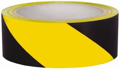 Ladwa Premium Waterproof Self Adhesive Floor Marking Tape - Durable Hazard Marker / Zebra Stripe Safety Floor Marking Tape for Hazard Caution Warning, Social Distancing, Warehouse & Gym Floors 20 m Road Marking Tape(Yellow, Black Pack of 1)