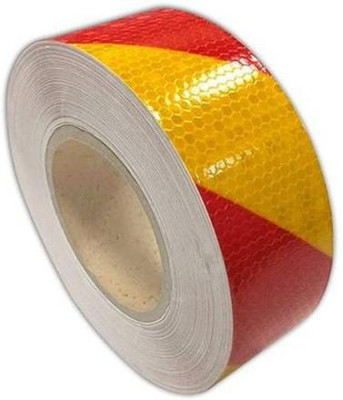 Iktu Reflective Tape Handheld Highpower Red/Yellow Diamond Grade Super Reflective Bright Tape 2 Inch x 16 Ft Truck Lorry Trailer Conspicuity Safety ( 50mm x 5meter) (Manual)(Set of 1, Red-Yellow)