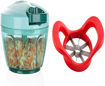 tosim 3 Stainless Steel Blade System 450 ML Mini Chopper for Kitchen Dori Chopper Quick Handy Manual Vegetable and Fruit Chopper L Fruit Nut Onion Chopper, Hand Meat Grinder Mixer Food Processor Vegetable & Fruit Chopper(1 chopper 1apple cutter)
