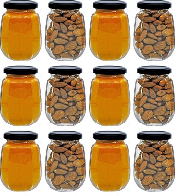 CROCO JAR Glass Honey Jar  - 250 ml(Pack of 12, Black)