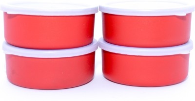 Homeish Polypropylene, Steel Fridge Container  - 300 ml, 300 ml, 300 ml, 300 ml(Pack of 4, Red)