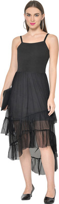 Martini Women High Low Black Midi/Calf Length Dress