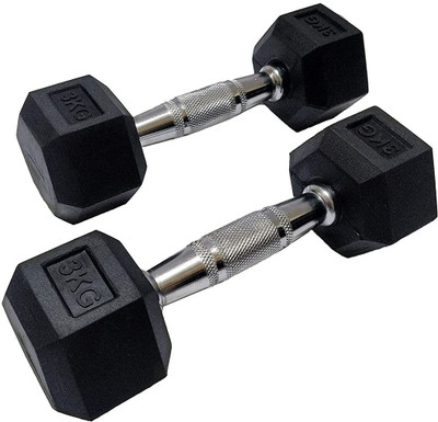COCKATOO RUBBER HEX DUMMBBELLS 3 KG Fixed Weight Dumbbell(3 kg)