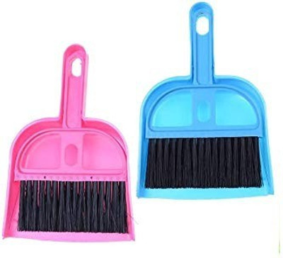 DOMUM Mini Dustpan Supdi with Brush Set for Multipurpose Cleaning Drawer Cleaner, Laptops, Keyboards, Dining Table, Car Seats Set of 2 NEW Set Plastic Dustpan(Multicolor)