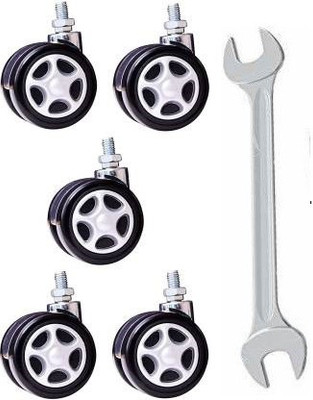 Biway Threaded Twin Castor Revolving Chair Wheel Black Set of 5 Appliance Furniture Caster(Pack of5)