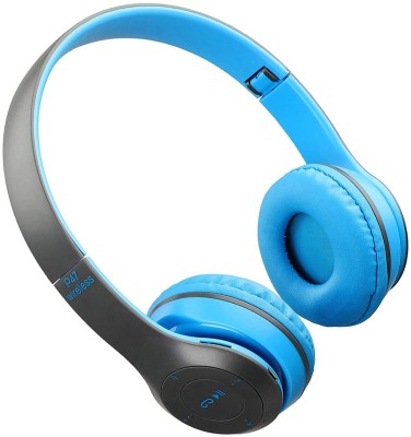 Casa Tech Super P47 Over Ear Foldable Wireless Headphone Bluetooth Bluetooth Headset(Blue, On the Ear)
