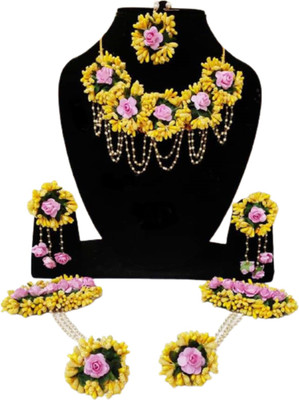 Radhe Krishna Creation Fabric Yellow, Multicolor Jewellery Set(Pack of 1)