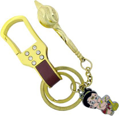 Rashi Traders Hanuman With Golden Locking And Golden Gada key chain Key Chain