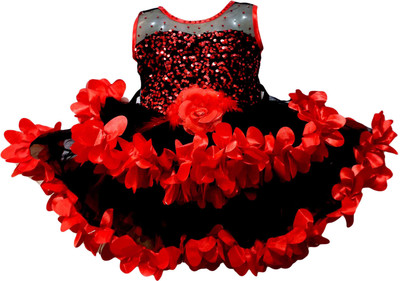 socho samjo Baby Girls Midi/Knee Length Party Dress(Red, Sleeveless)