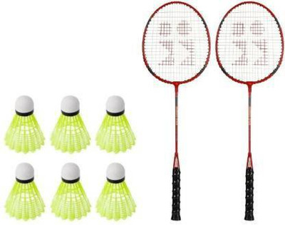 sports trading 1 pair badminton racket with 6 shutlecoke Badminton Kit