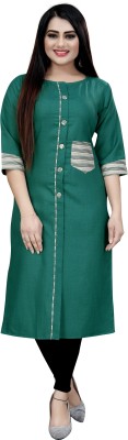 Lycrofest Women Self Design Straight Kurta(Green)